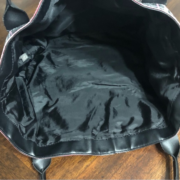 Victoria  secret shoulder Tote bag red black plaid. 15”WX18LX11”H - Picture 4 of 6